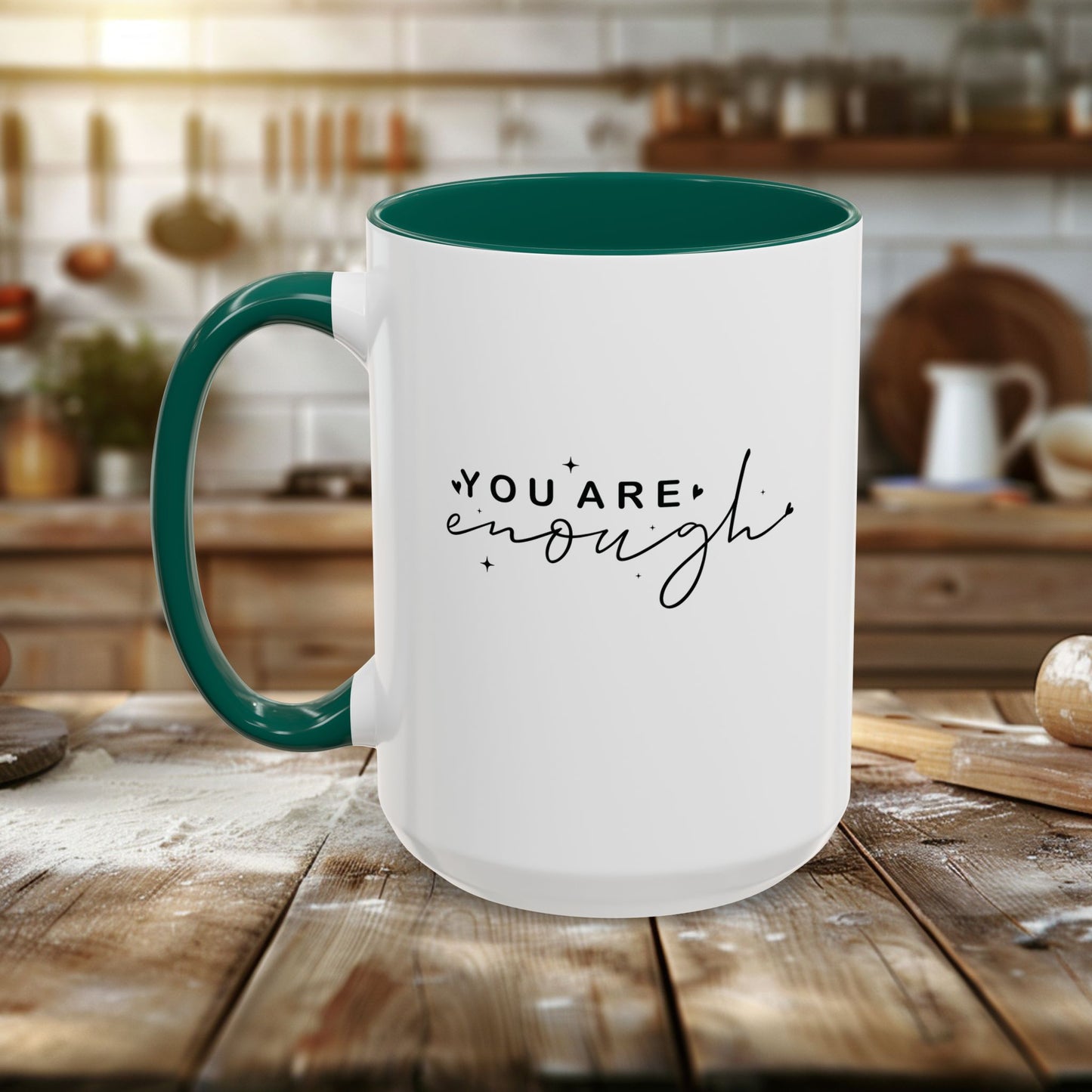 colorful mugs (11oz, 15oz) - you are enough - self-love quote design