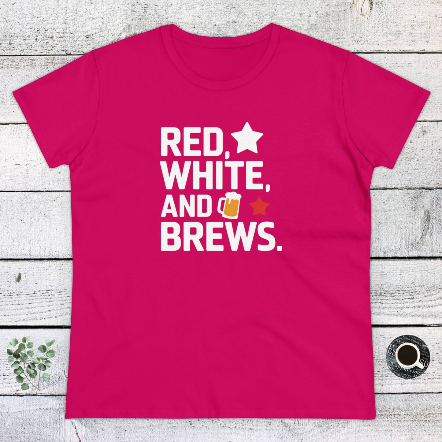 women's t-shirt, women's tee, funny gift, red white and brews!