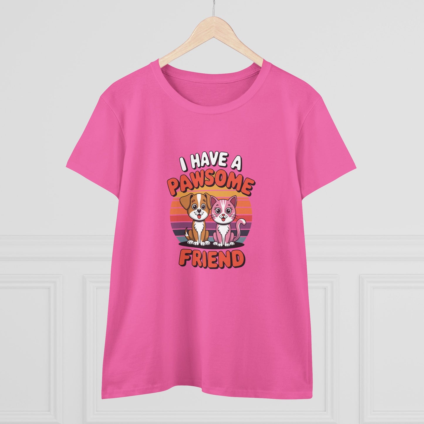 women's midweight cotton tee - i have a pawesome friend | funny dog lover gift | cute pet quote design