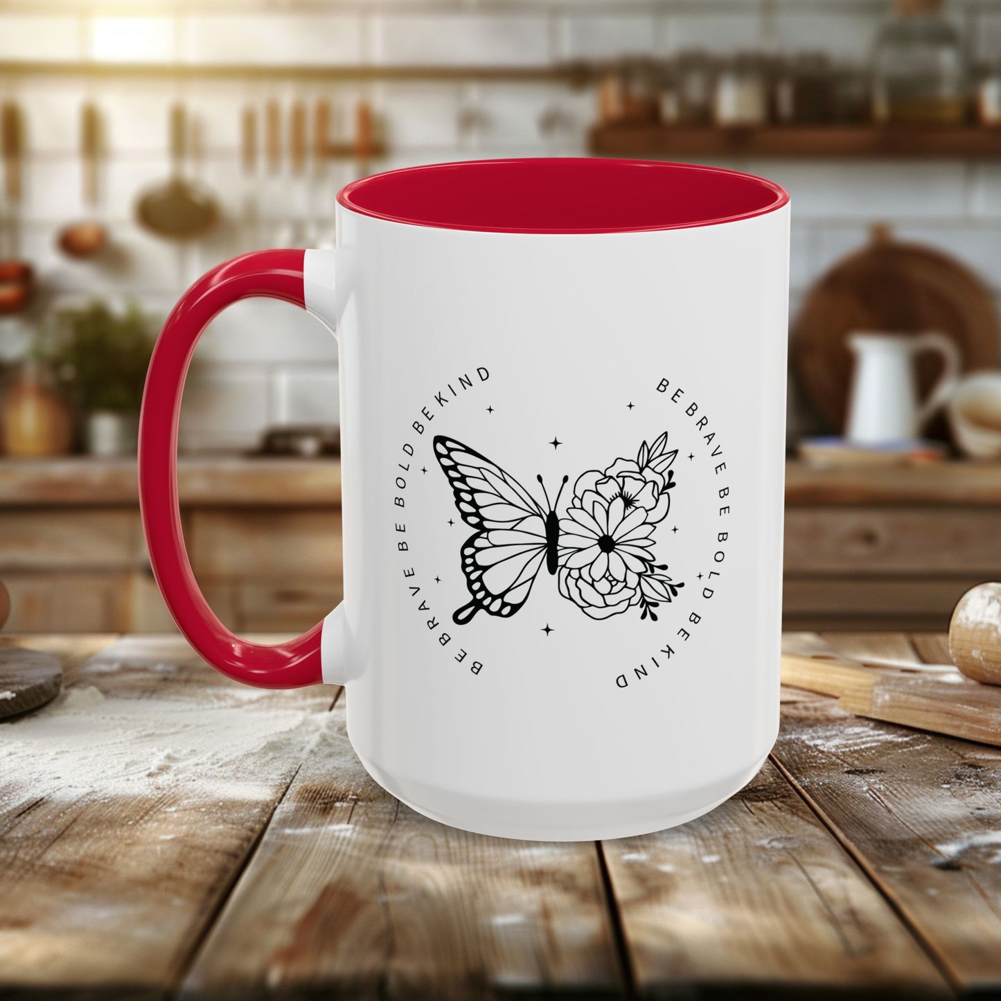 colorful mugs (11oz, 15oz) - be brave, be bold, be kind - courageous kindness quote