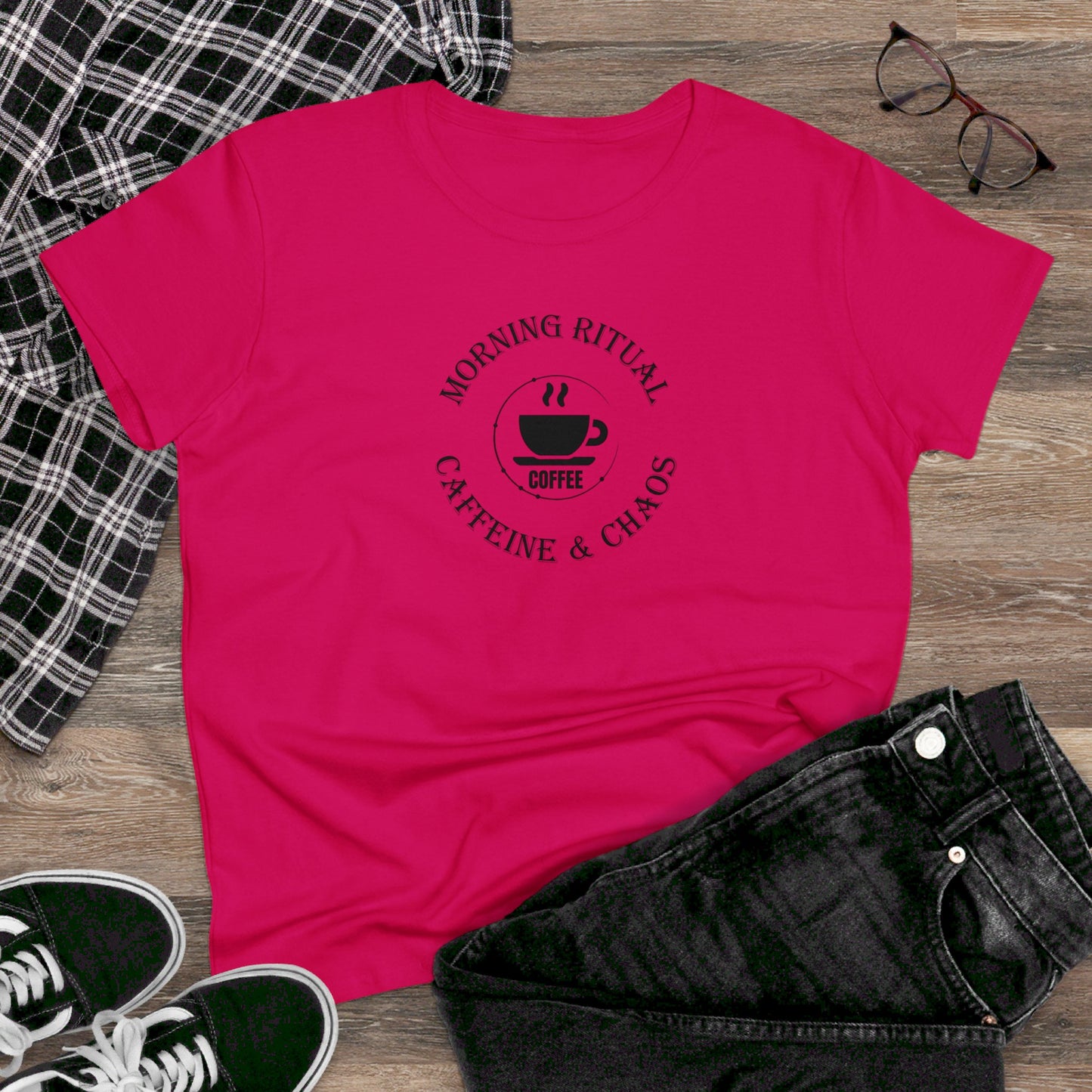 womens t-shirt - caffeine and chaos