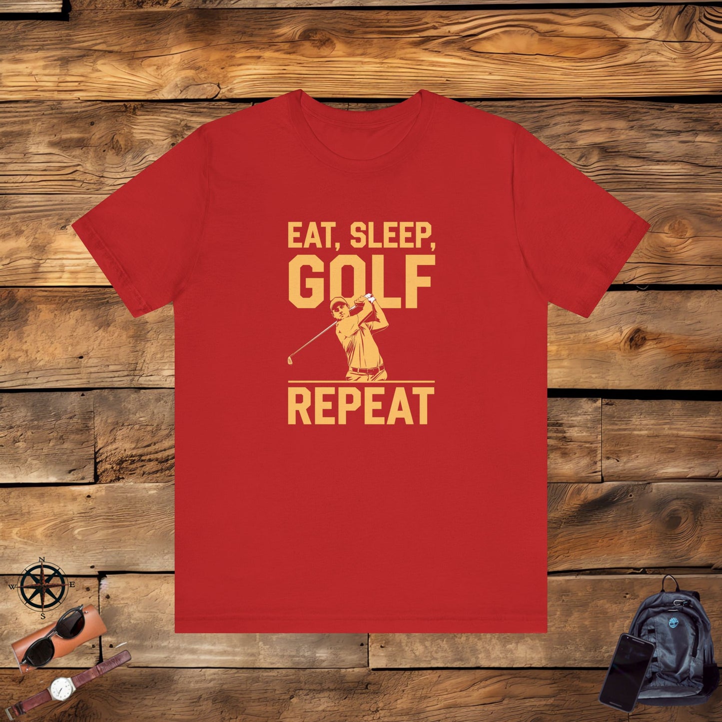 men & women golf t-shirt: eat, sleep, golf repeat. unisex golf t-shirt