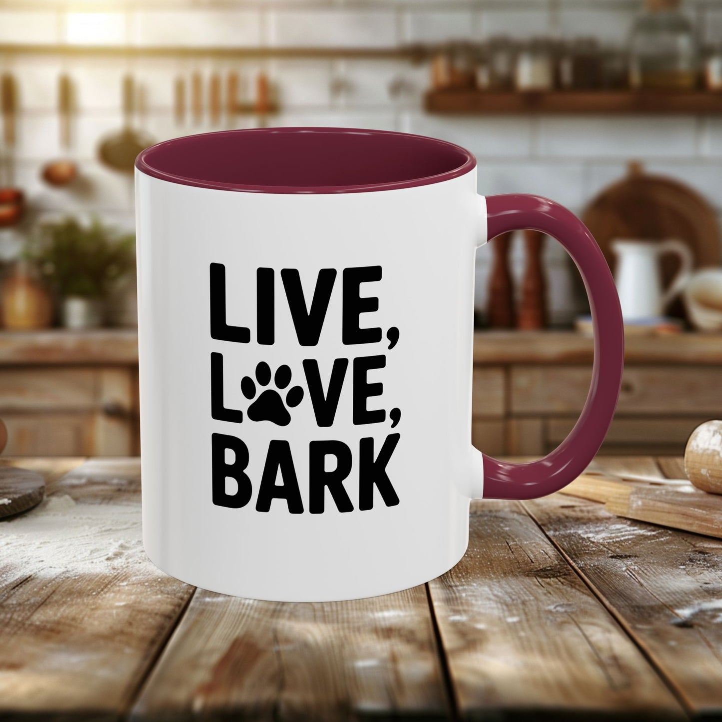 colorful mugs (11oz, 15oz) - live love bark | funny dog lover gift | cute pet quote design