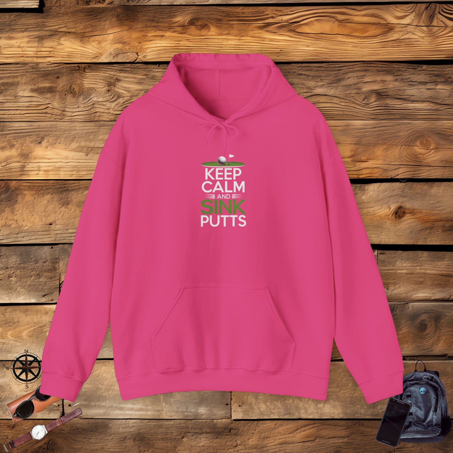 men & women golf sweatshirt: keep calm & sink putts. unisex sweatshirt.