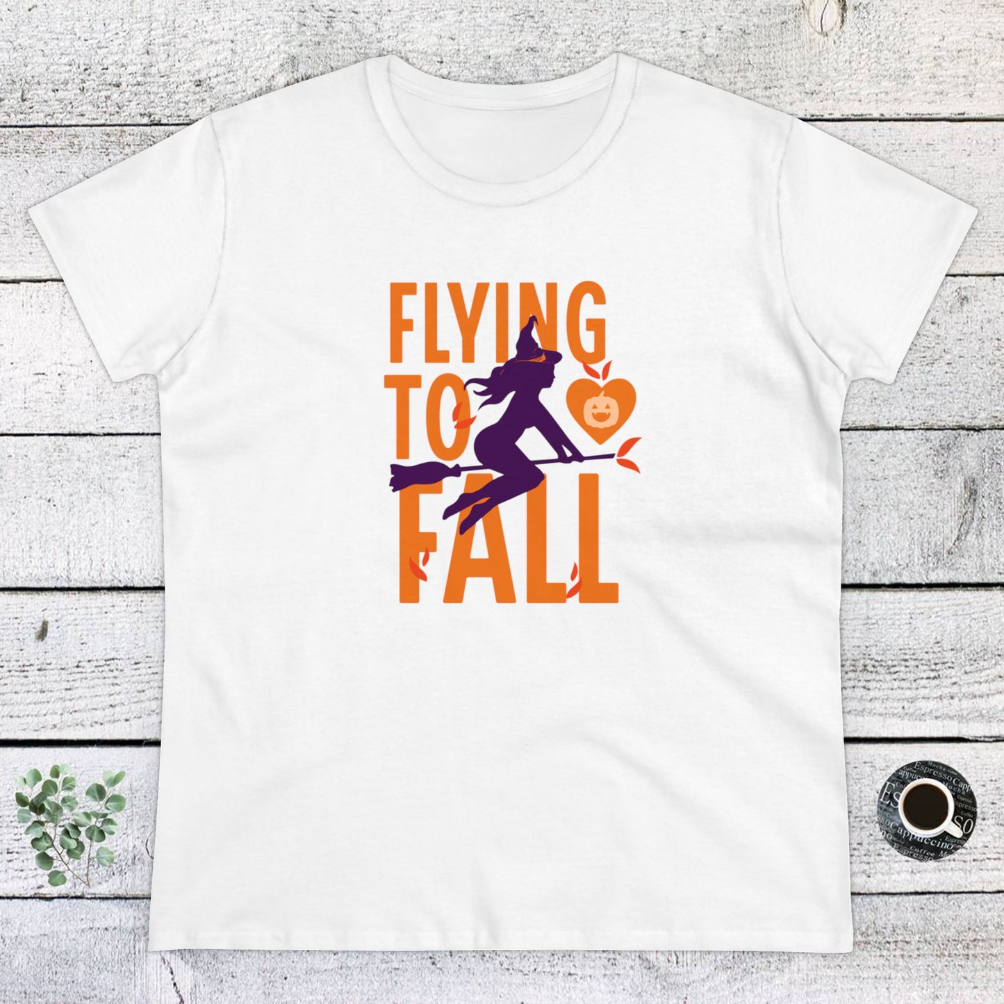 women halloween t-shirt, women tee, falling in love - witch riding broom, halloween gift