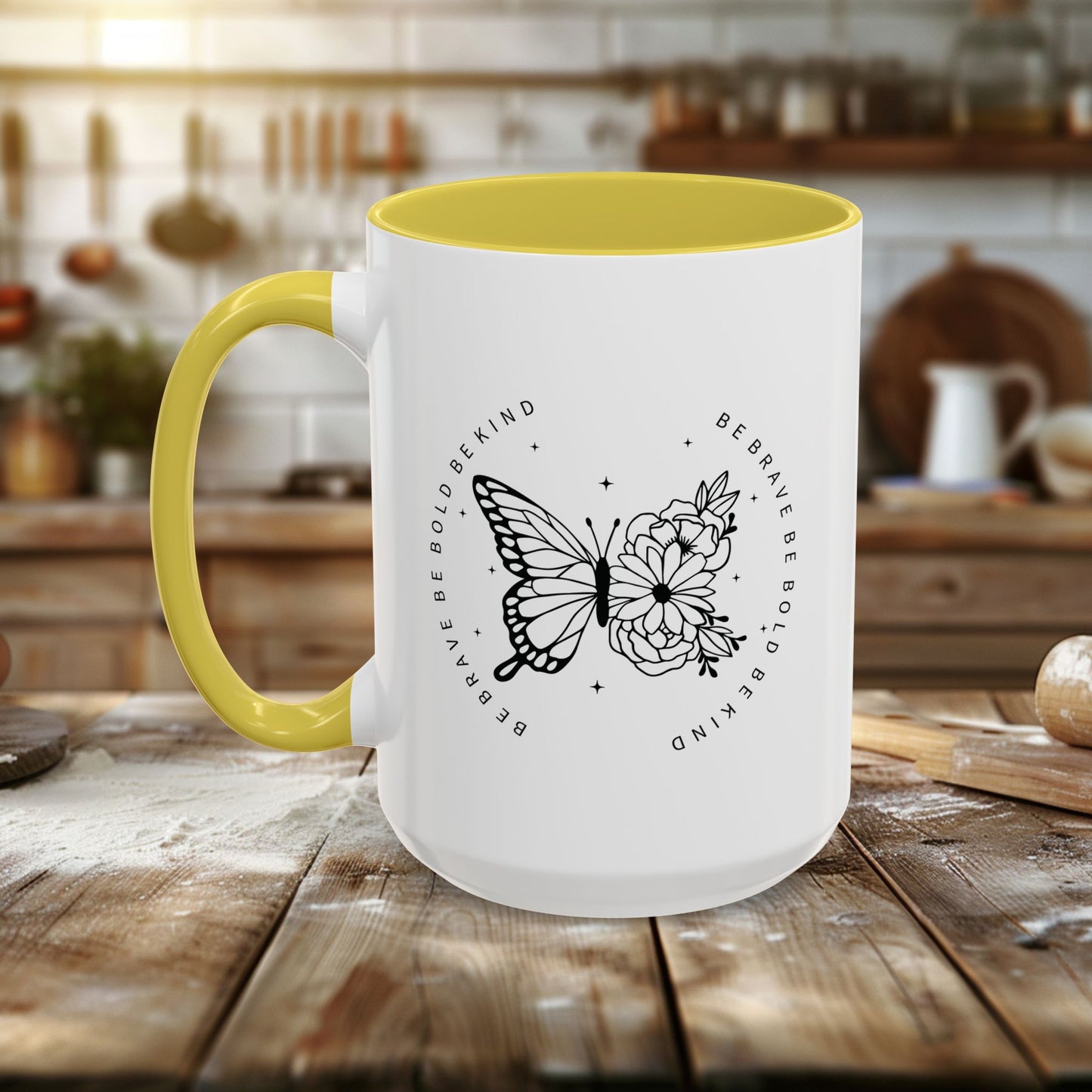 colorful mugs (11oz, 15oz) - be brave, be bold, be kind - courageous kindness quote