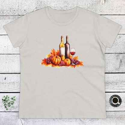 Women Halloween T-Shirt, Tee, Fall, Women's Wine Glass, Pumpkins, Halloween Gift