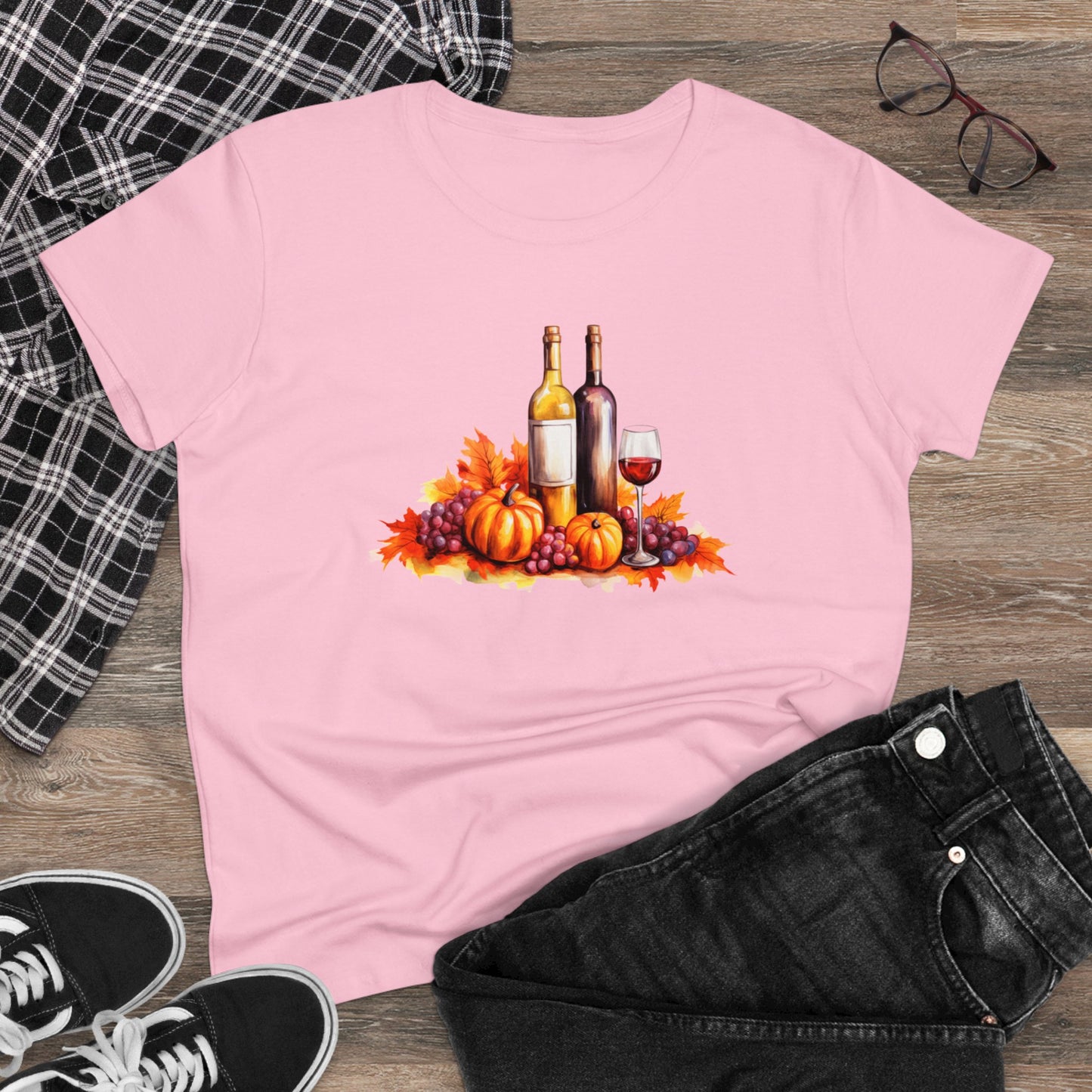 women halloween t-shirt, tee, fall, women's wine glass, pumpkins, halloween gift