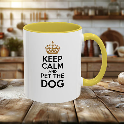 Colorful Mugs (11oz, 15oz) - Keep Calm and pet the dog | Funny Dog Lover Gift | Cute Pet Quote Design