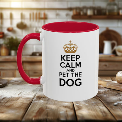 Colorful Mugs (11oz, 15oz) - Keep Calm and pet the dog | Funny Dog Lover Gift | Cute Pet Quote Design