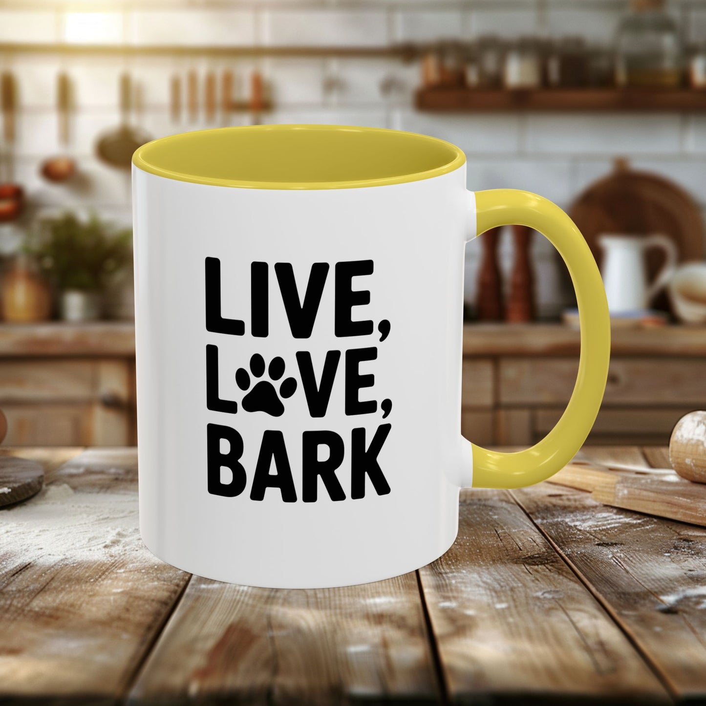 colorful mugs (11oz, 15oz) - live love bark | funny dog lover gift | cute pet quote design