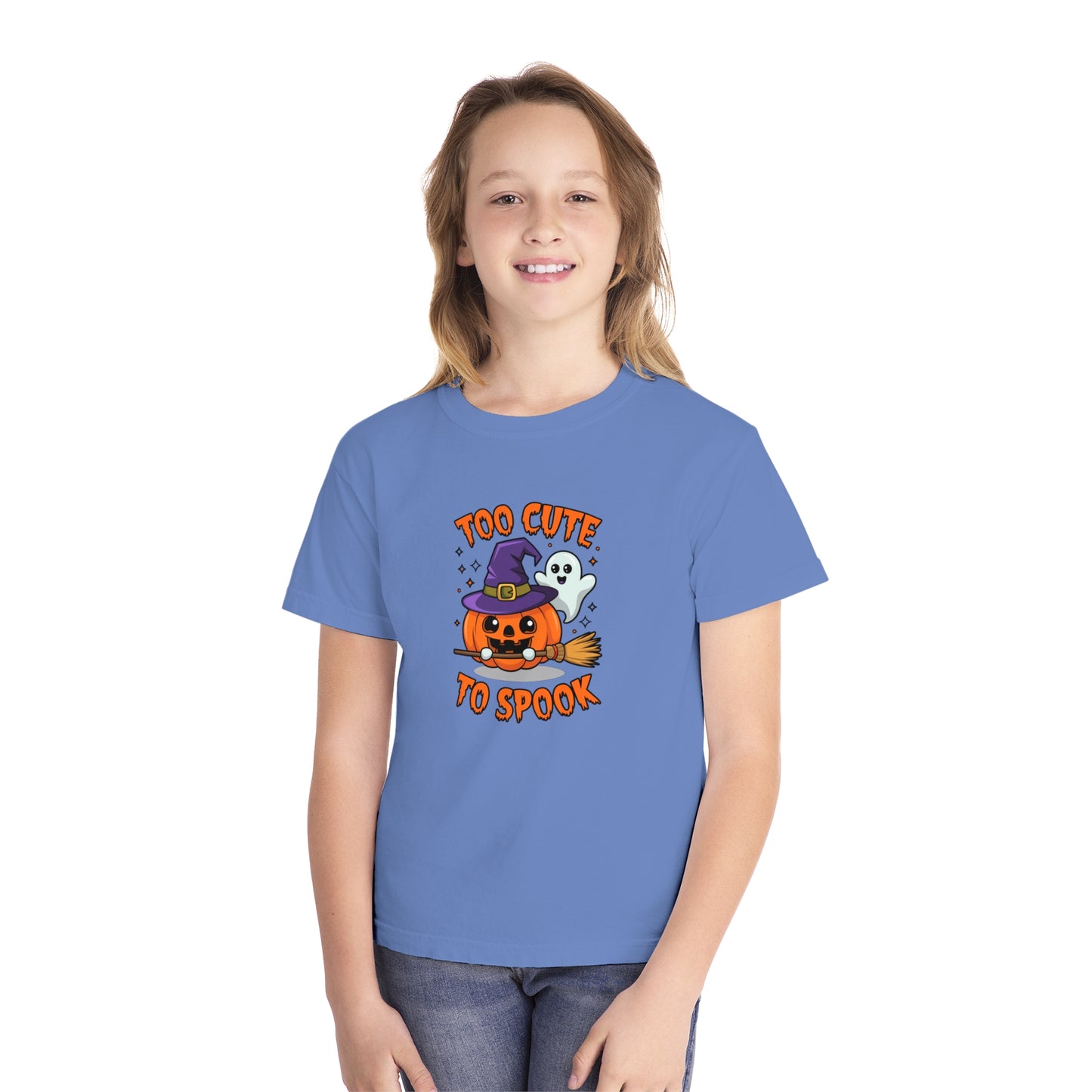 youth t-shirt, youth halloween t-shirt, too cute to spook!