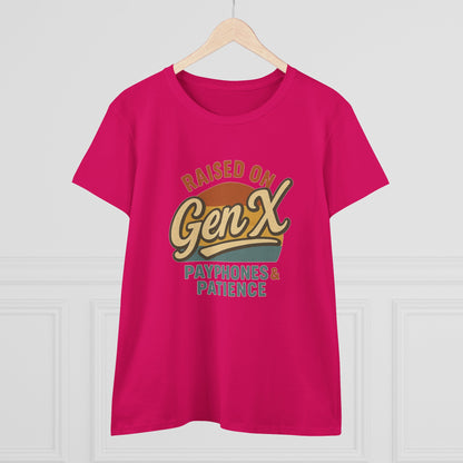 Women's Cotton Tee - Raised on Gen X with Payphones & Patience