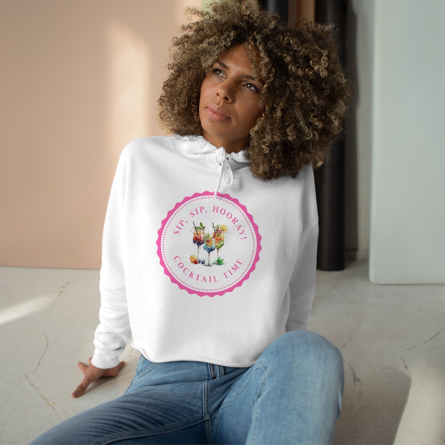 women's hoodie - sip, sip, hooray!