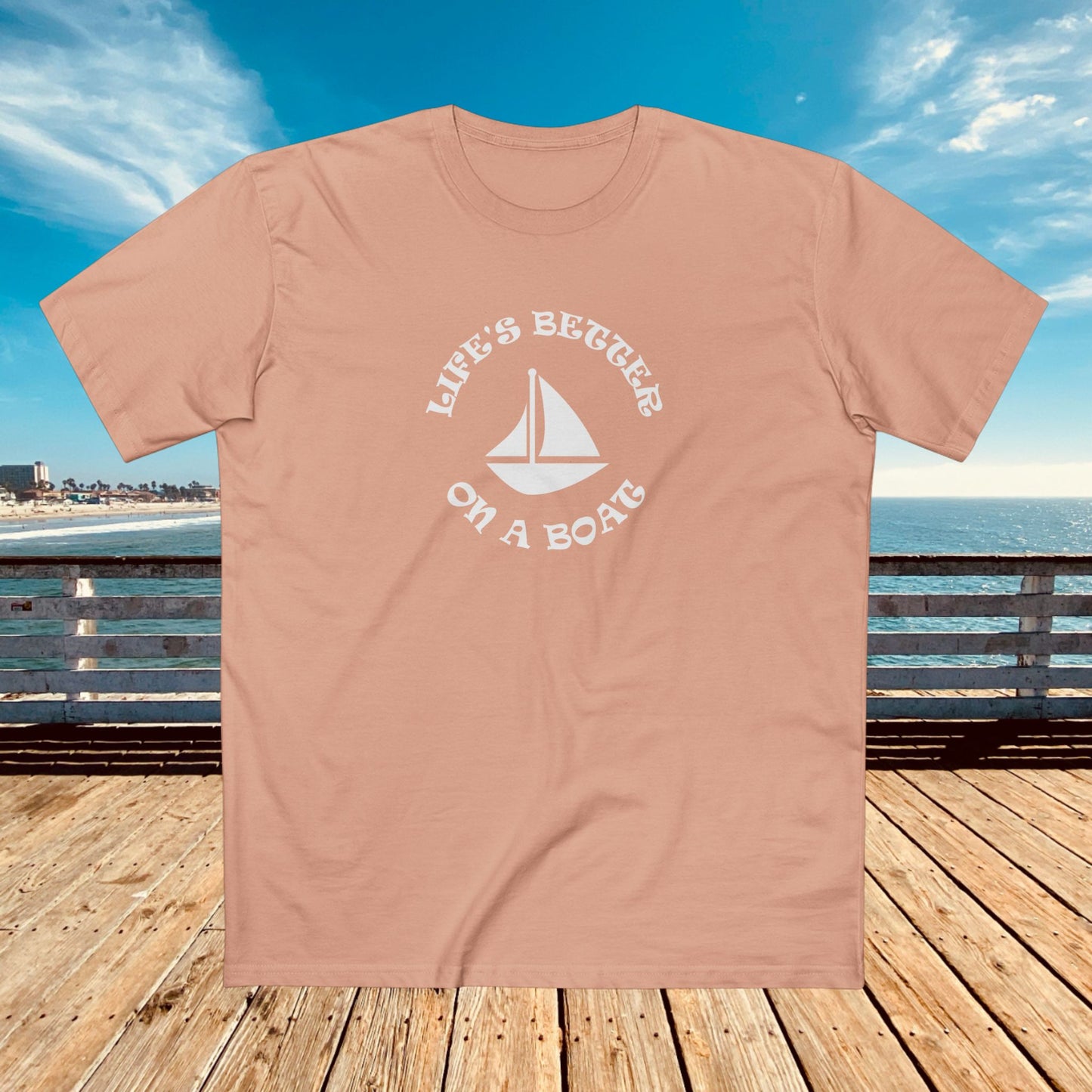 mens t-shirt - on a boat