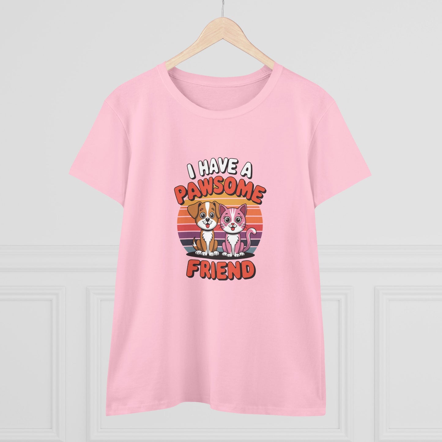 women's midweight cotton tee - i have a pawesome friend | funny dog lover gift | cute pet quote design