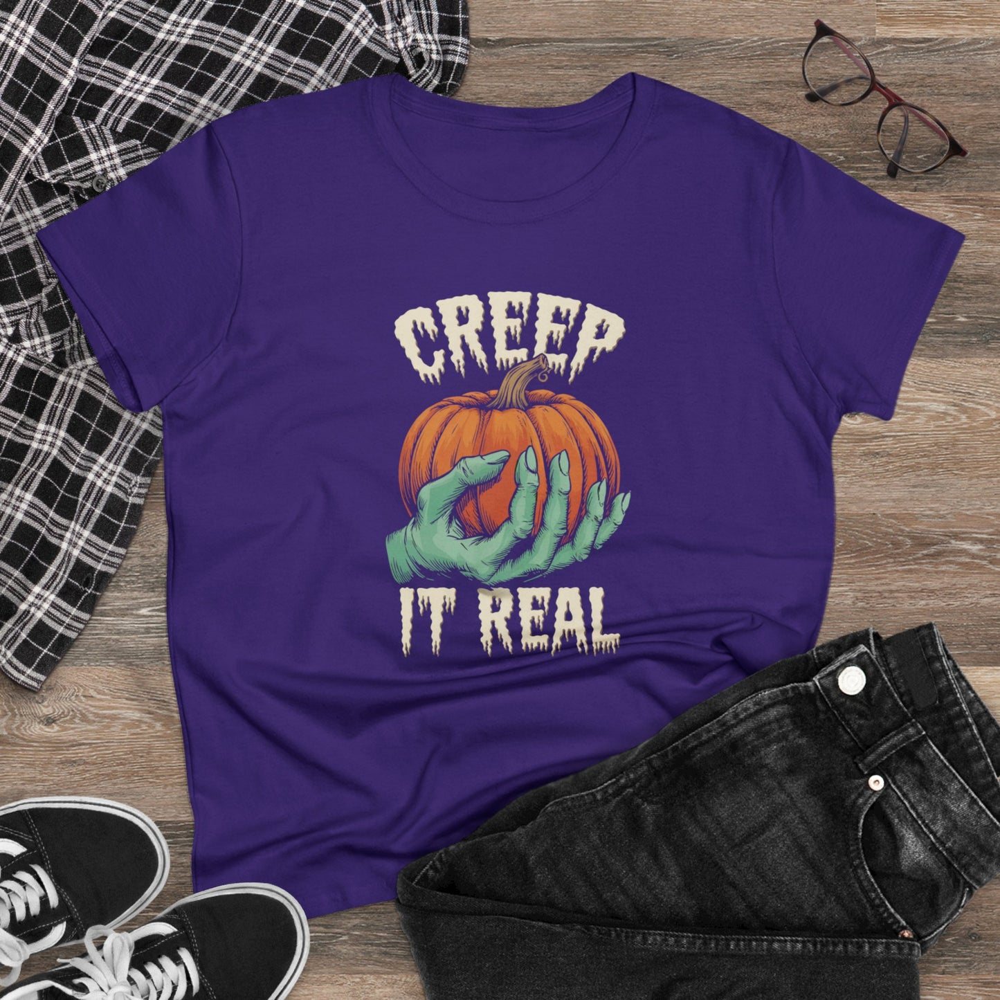 women's t-shirt, women's tee, halloween, funny gift, creep it real!