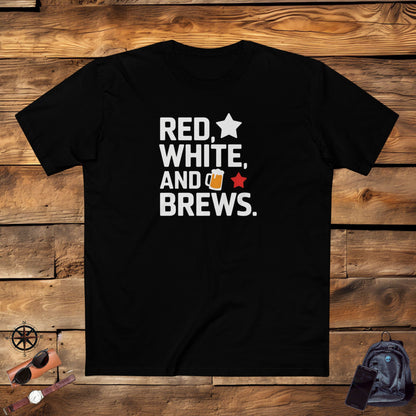 Men's T-Shirt, Men's Tee, Men's Funny Gift, Red White and Brews!