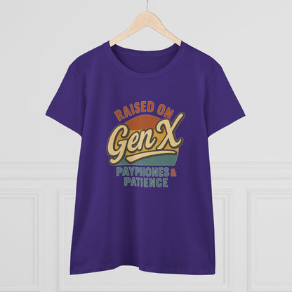 Women's Cotton Tee - Raised on Gen X with Payphones & Patience