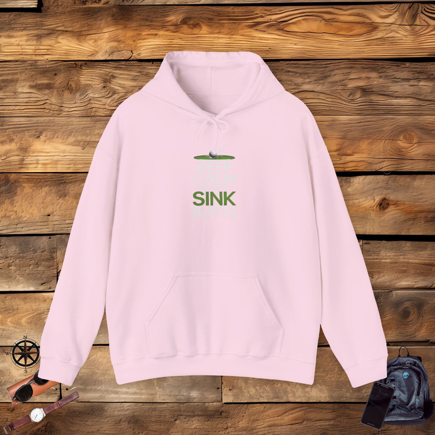 men & women golf sweatshirt: keep calm & sink putts. unisex sweatshirt.