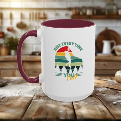 Colorful Mugs (11oz, 15oz) - Rise Every Time You Fall - Resilience Quote