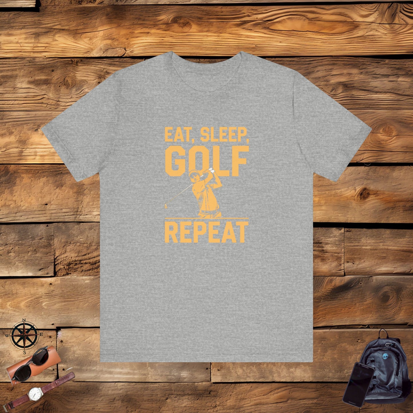 men & women golf t-shirt: eat, sleep, golf repeat. unisex golf t-shirt