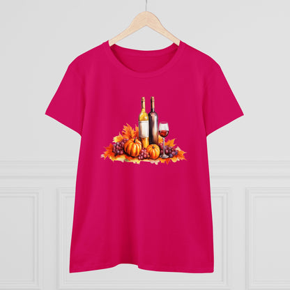 Women Halloween T-Shirt, Tee, Fall, Women's Wine Glass, Pumpkins, Halloween Gift