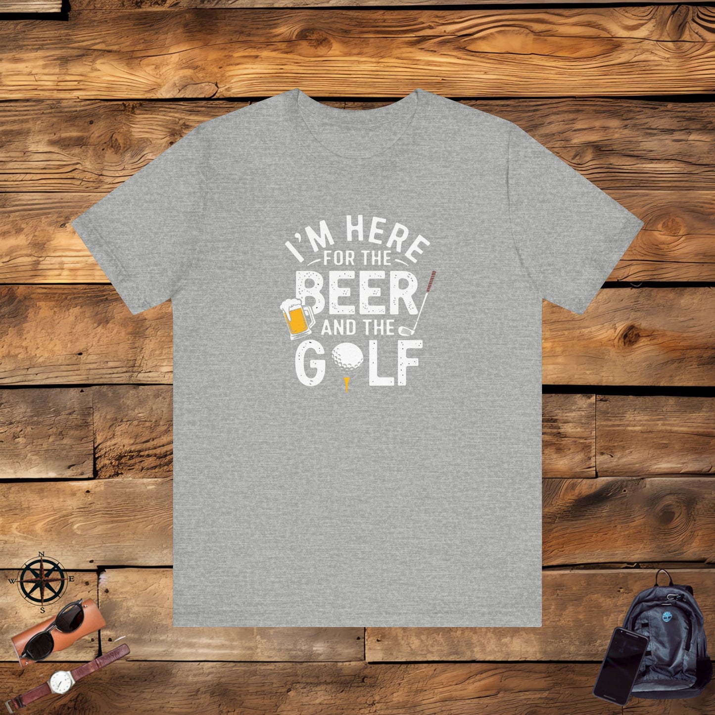 men & women golf t-shirt: i'm here for beer & golf! unisex golf t-shirt.