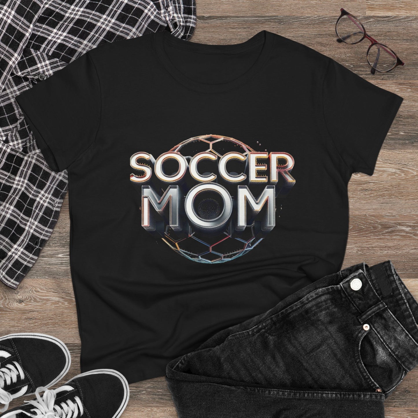 stylish women's cotton tee for soccer moms
