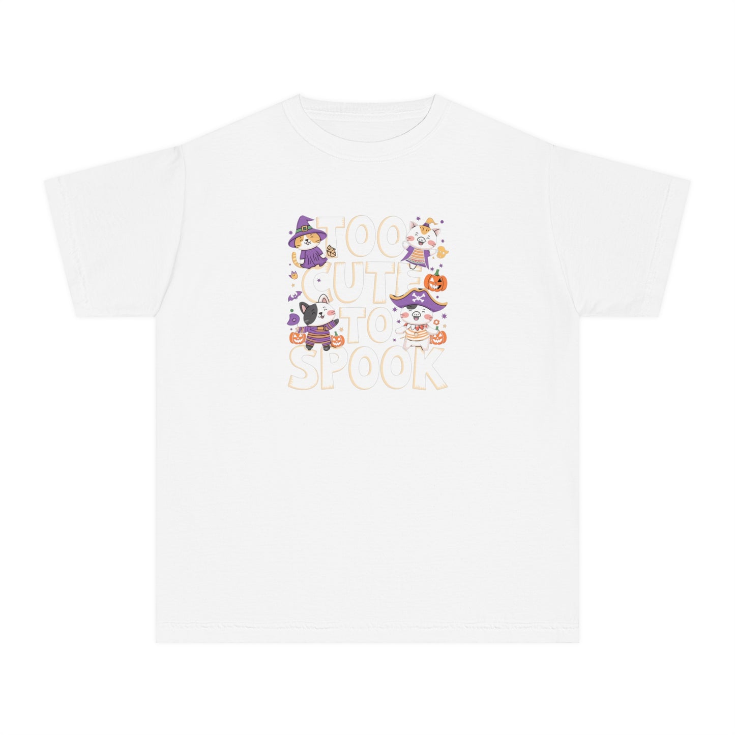 youth t-shirt, youth halloween t-shirt, too cute to spook!