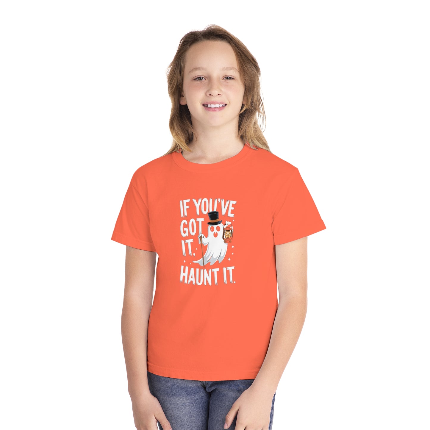 youth t-shirt, youth halloween t-shirt, if you've got it haunt it!