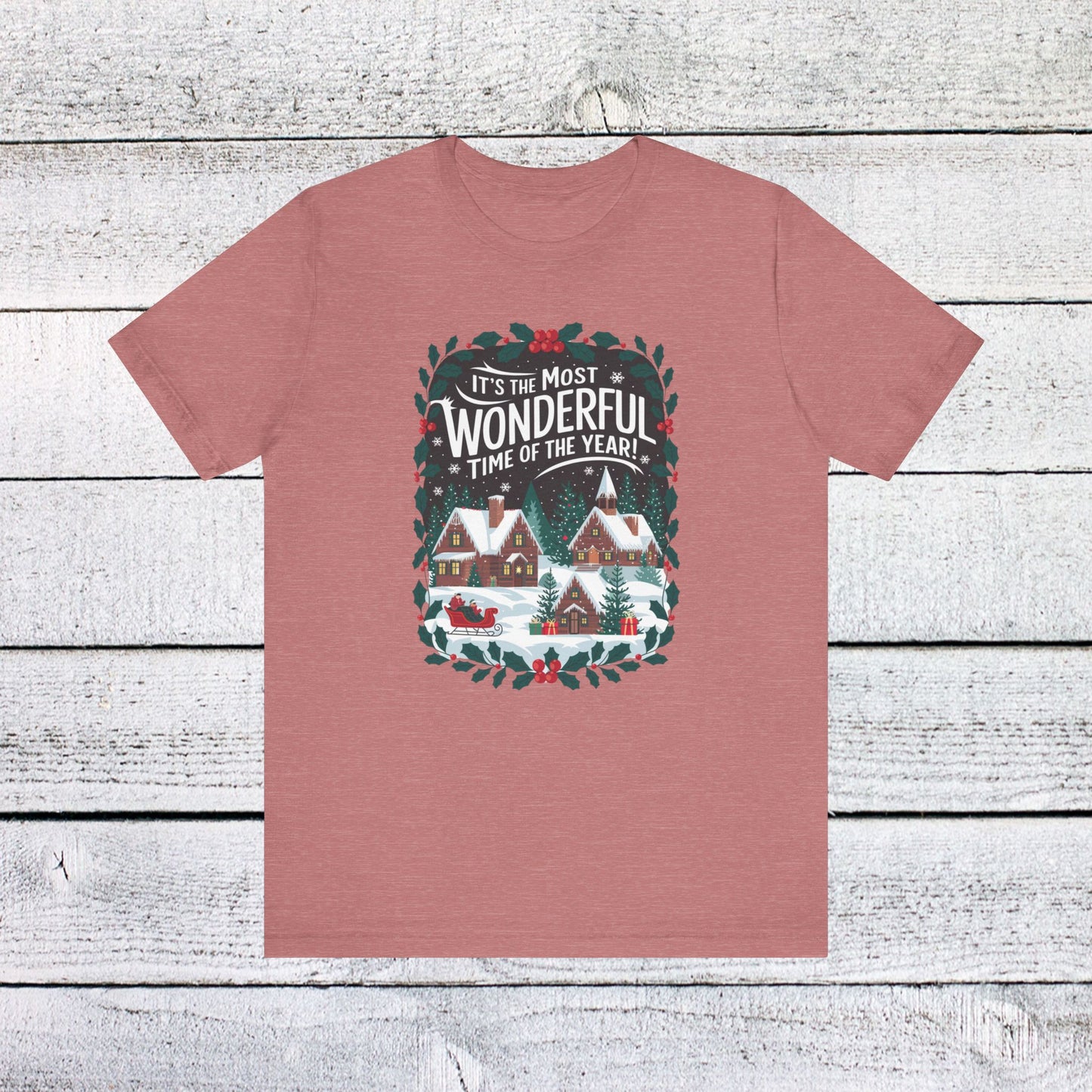 men & women christmas t-shirt. most wonderful time of year. unisex christmas t-shirt.