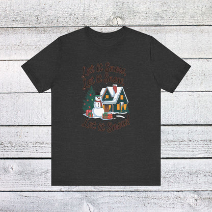 Men & Women Christmas T-Shirt. Let it Snow! Unisex Christmas T-Shirt.