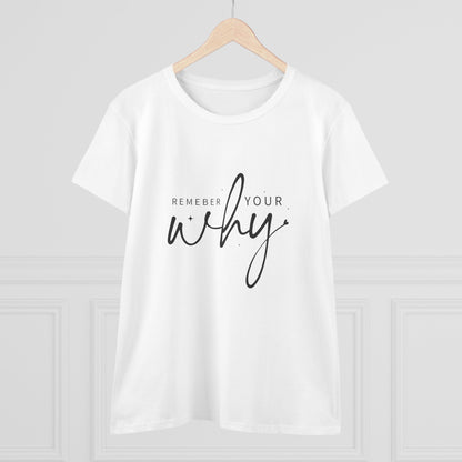 Women's Midweight Cotton Tee - Remember Your Why - Purpose Driven Motivation