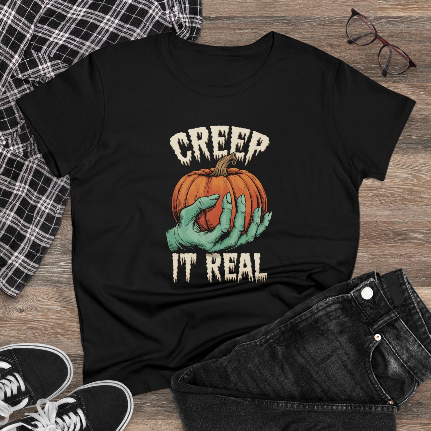 women's t-shirt, women's tee, halloween, funny gift, creep it real!