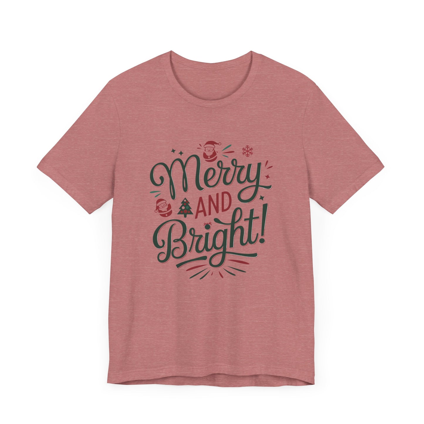 men & women christmas t-shirt. merry & bright. unisex christmas t-shirt.