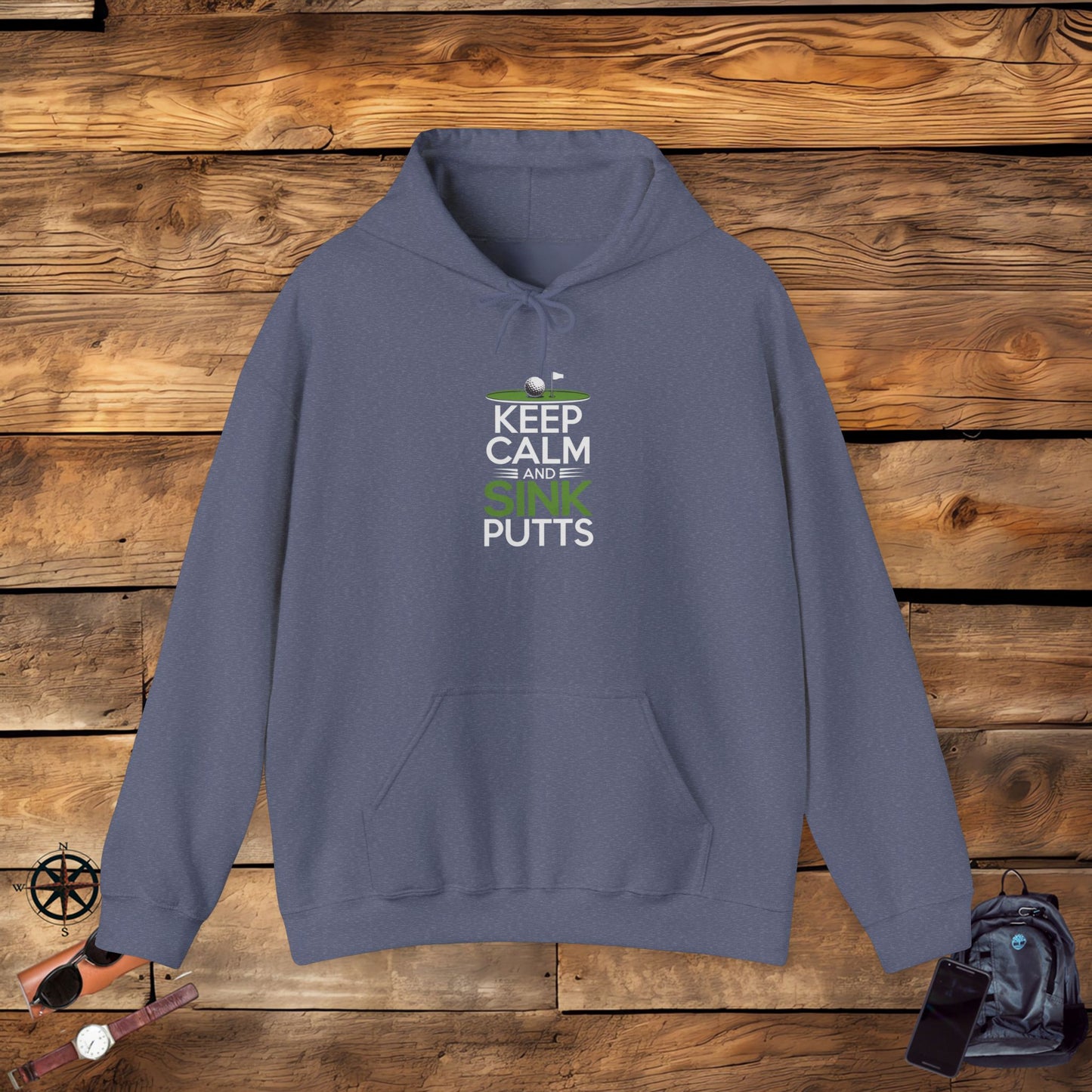 men & women golf sweatshirt: keep calm & sink putts. unisex sweatshirt.