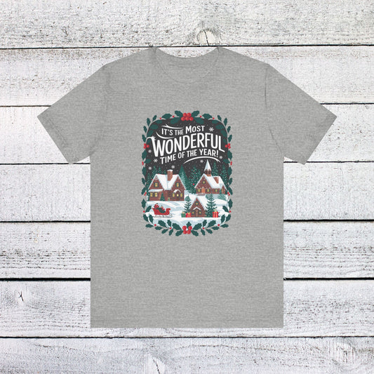 Men & Women Christmas T-Shirt. Most Wonderful Time of Year. Unisex Christmas T-Shirt.