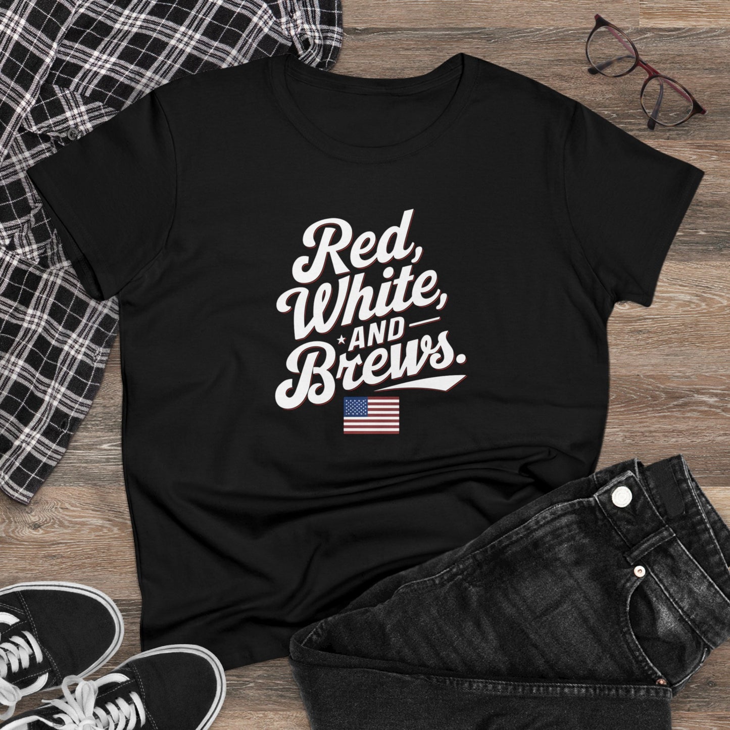 women's t-shirts, women's tee, funny gift, red wine and brews!