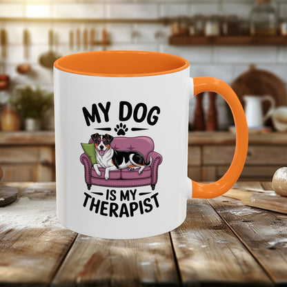 Colorful Mugs (11oz, 15oz) - My Dog is My Therapist | Funny Dog Lover Gift | Cute Pet Quote Design