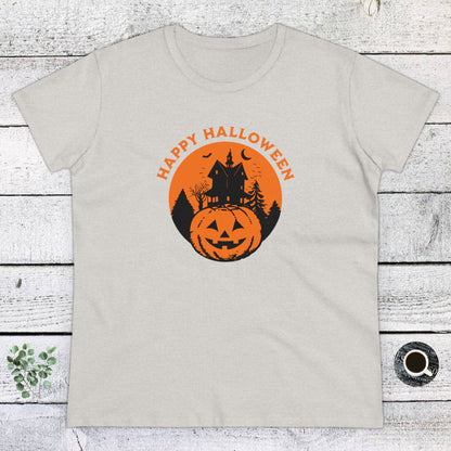 Women Halloween T-Shirt, Women Tee, Halloween Gift, Jack O'Lantern - Haunted Halloween