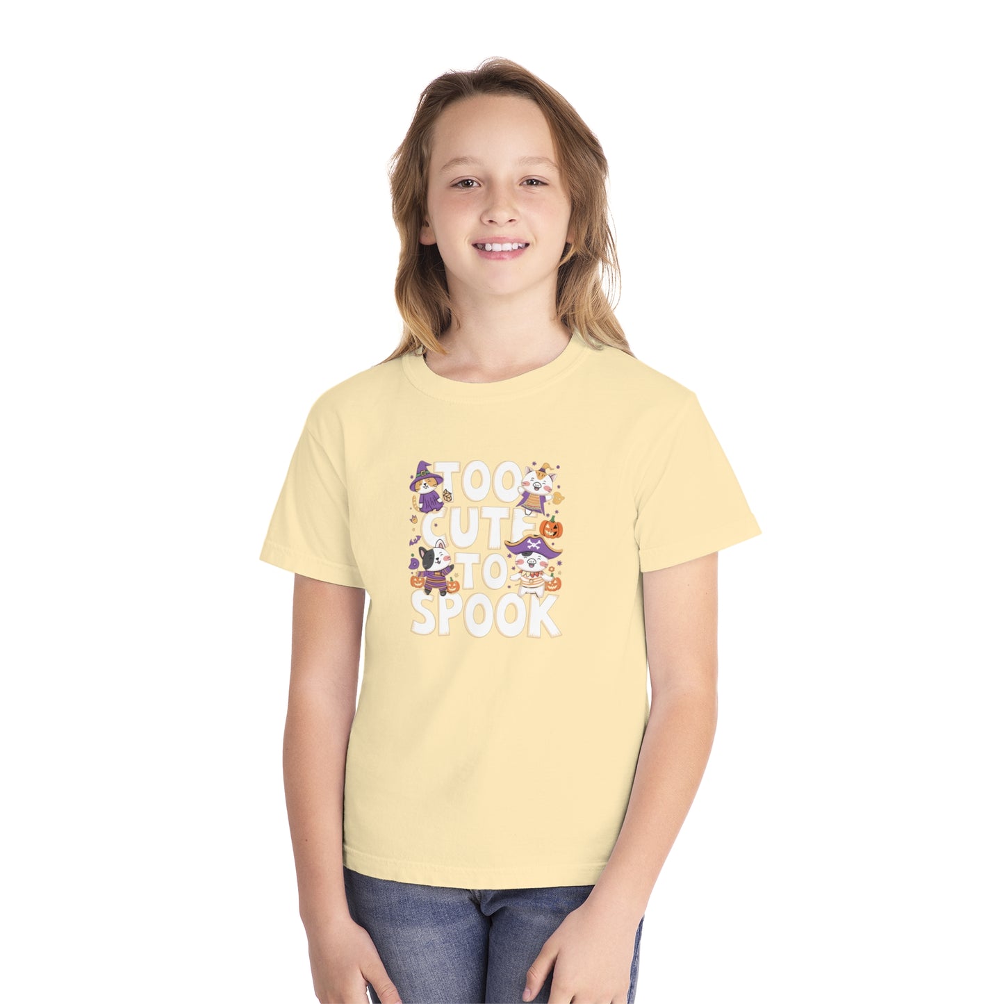 youth t-shirt, youth halloween t-shirt, too cute to spook!