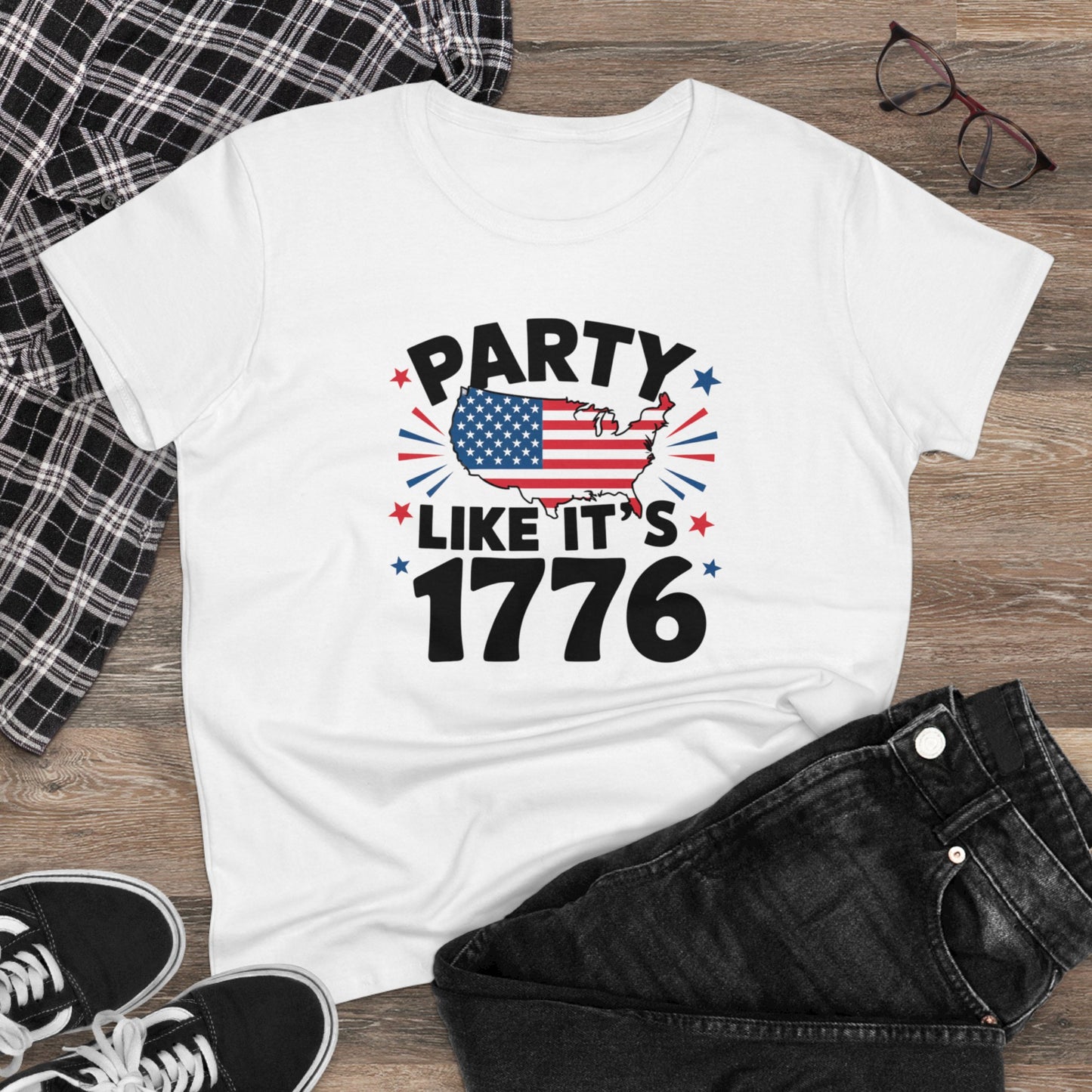 women's t-shirt, women's tee, funny gift, party like its 1776!