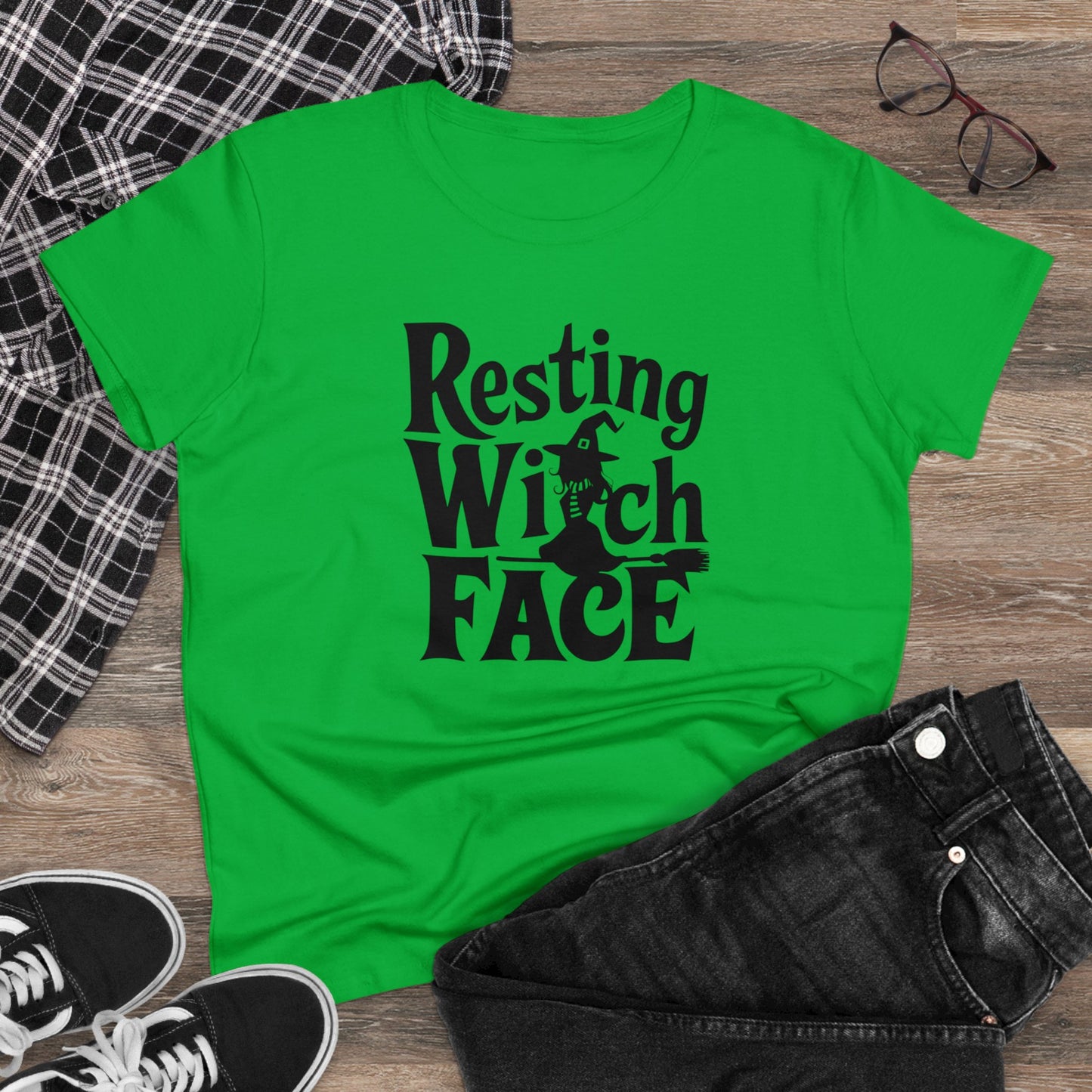 women's t-shirt, women's tee, halloween, funny gift, resting witch face!