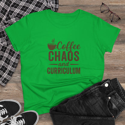 Women's Cotton Tee - Teachers with Attitude. Coffee Chaos and Curriculum Design