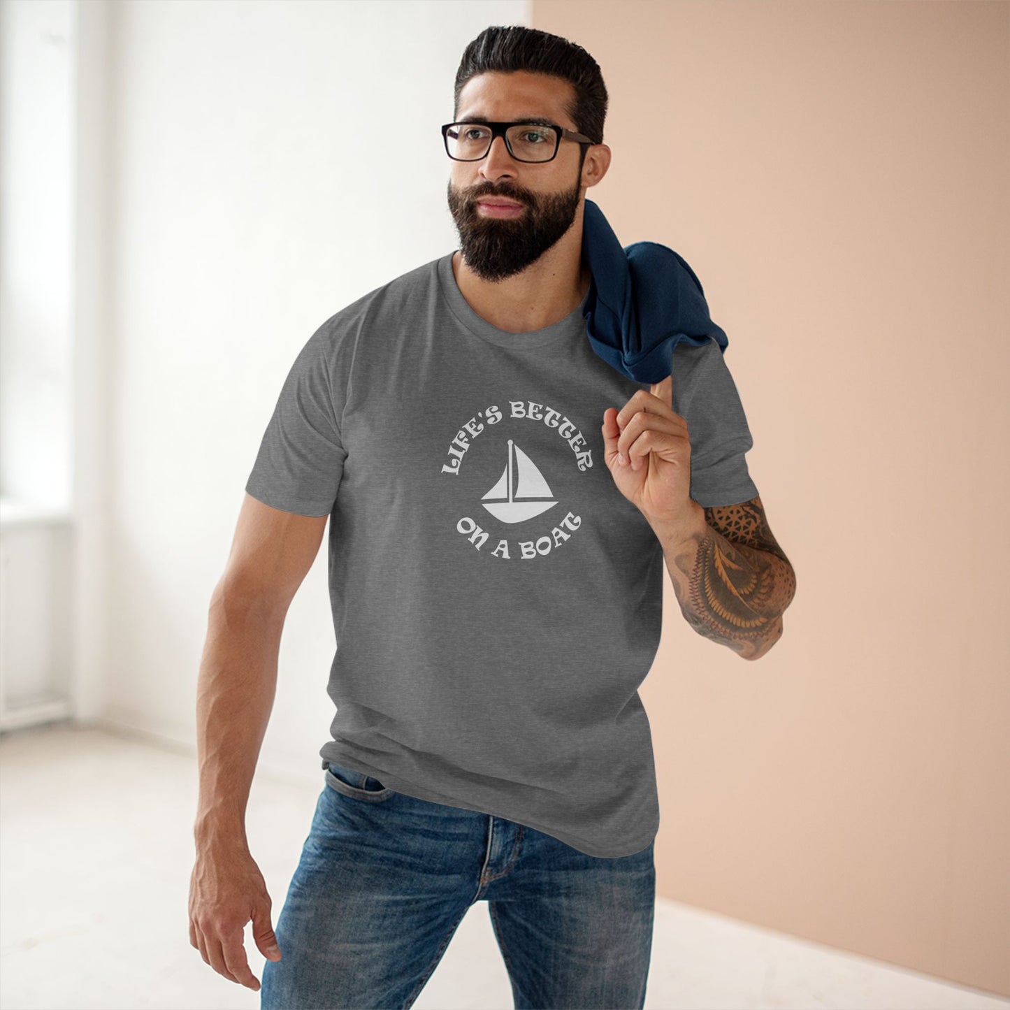 mens t-shirt - on a boat