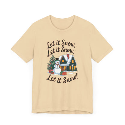 Men & Women Christmas T-Shirt. Let it Snow! Unisex Christmas T-Shirt.