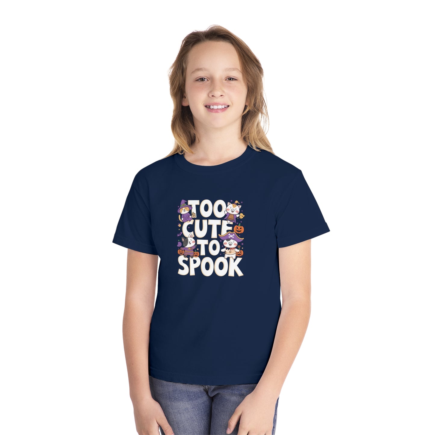 youth t-shirt, youth halloween t-shirt, too cute to spook!