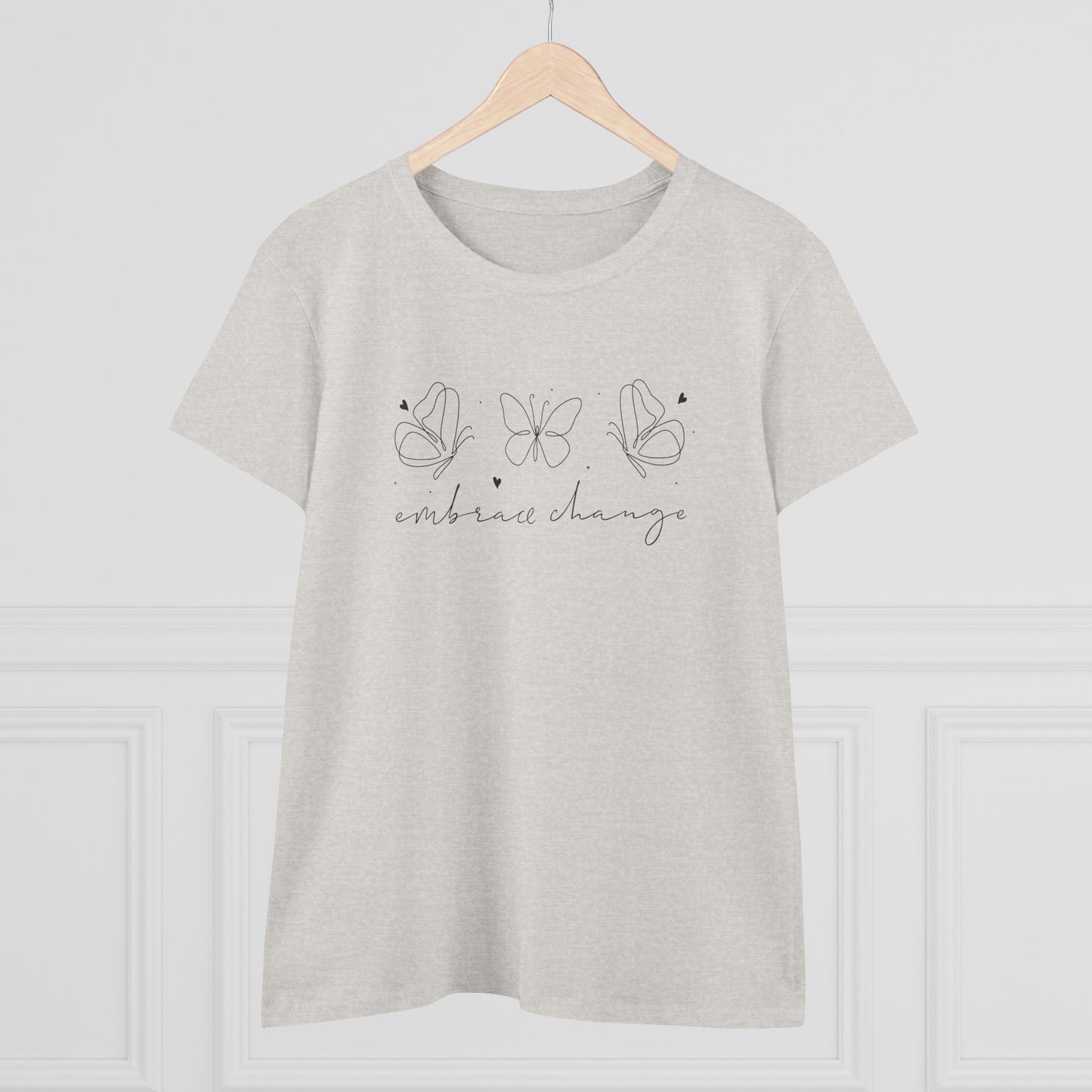 women's midweight cotton tee - embrace change - growth mindset quote