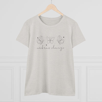 Women's Midweight Cotton Tee - Embrace Change - Growth Mindset Quote